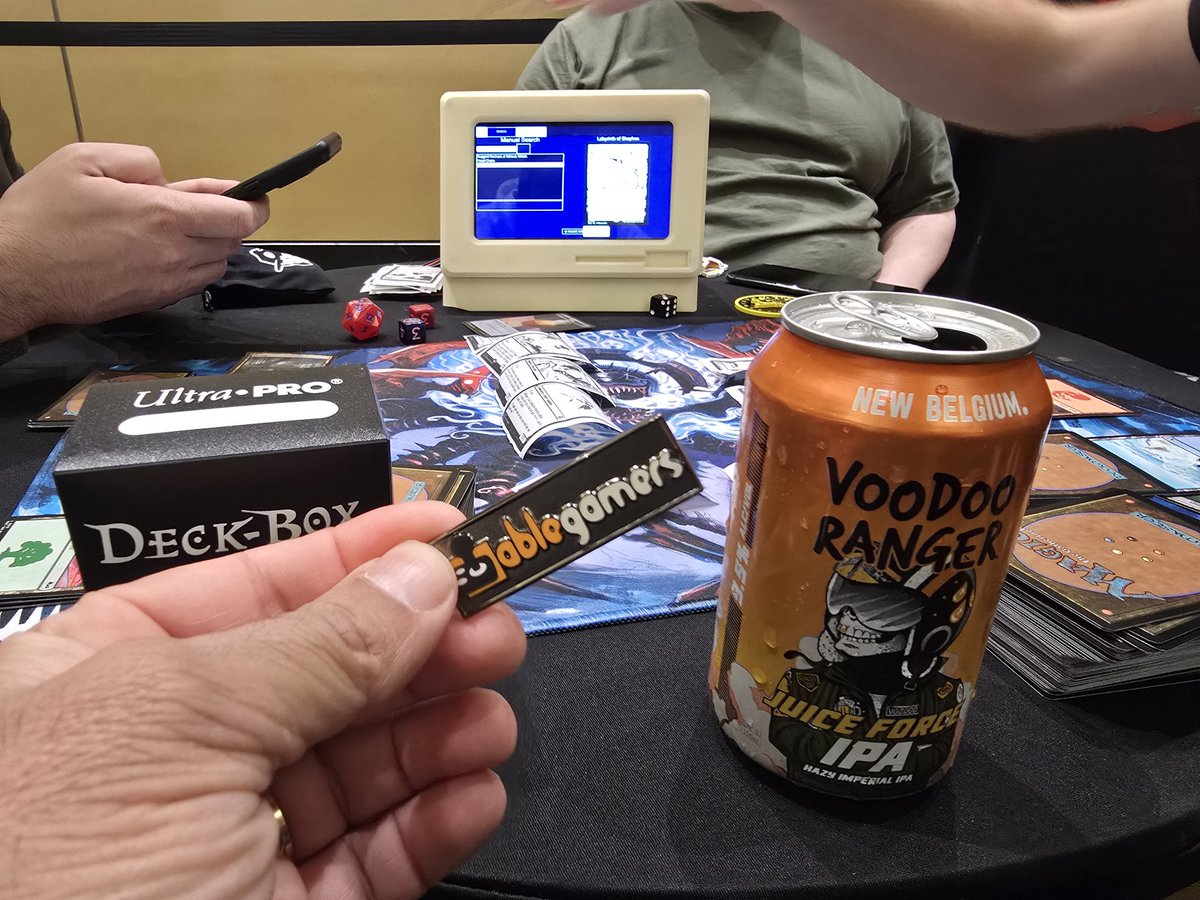The #PaxEast vibes right now are sky high!

We're at the <a href="/voodooranger/">Voodoo Ranger</a> lounge, sipping on a Juice Force, supporting <a href="/AbleGamers/">AbleGamers Charity</a>, playing Magic the Gathering from a homemade Raspberry Pi card printer.

Wow...just wow!