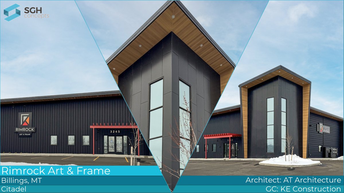 SGHconcepts's tweet image. We recently wrapped up a project at Rimrock Art &amp;amp; Frame in Billings, MT, where we supplied Citadel panels. Cool project to be a part of and great to see how everything came together.

#Construction #BuildingMaterials #Montana #BillingsMT #ConstructionLife #architecture