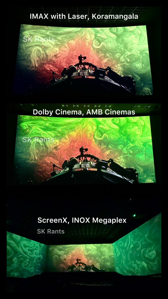 ShyamkrishnanB's tweet photo. For your eyes only! 3 different screens one amazing movie and 3 different experiences! all at Bengaluru.

#AMBCinemas #IMAX #INOX #PVR @amb_cinemas @PicturesPVR @DolbyIn @DolbyCinema @Dolby @IMAX @screenxofficial #bengaluru @projecthailmary #projecthailmary https://t.co/tgVqrqzfYO