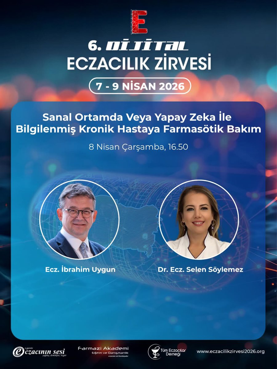 eczacinin_sesi's tweet photo. ✨ DİJİTAL ECZACILIK ZİRVESİ -2026 Davetlisiniz:
7-9 nisan 2026 tarihlerinde gerçekleşecek.

ŞİMDİ KAYIT İÇİN TIKLAYINIZ:
https://t.co/F8QNX7EPG8

_
#eczacılıkzirvesi #dijitaleczacılıkzirvesi2026 #eczacılarbuluşuyor https://t.co/Z1Yaj8KiHO
