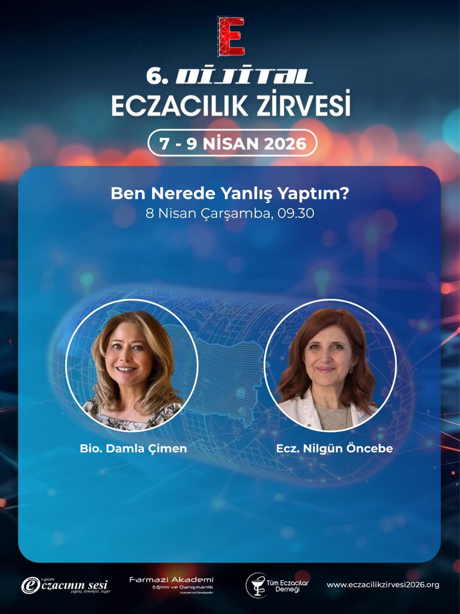 eczacinin_sesi's tweet photo. ✨ DİJİTAL ECZACILIK ZİRVESİ -2026 Davetlisiniz:
7-9 nisan 2026 tarihlerinde gerçekleşecek.

ŞİMDİ KAYIT İÇİN TIKLAYINIZ:
https://t.co/F8QNX7EPG8

_
#eczacılıkzirvesi #dijitaleczacılıkzirvesi2026 #eczacılarbuluşuyor https://t.co/Z1Yaj8KiHO