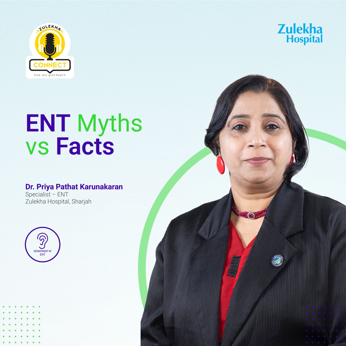 Zulekha Connect Episode 135: ENT Myths vs Facts with Dr. Priya Karunakaran, Specialist - ENT at Zulekha Hospital, Sharjah.

Click on the link below to listen to the full podcast.
on.soundcloud.com/xhuKh92C3KXCBA…

#Listen up for these #informative #podcasts with our experts, partners and