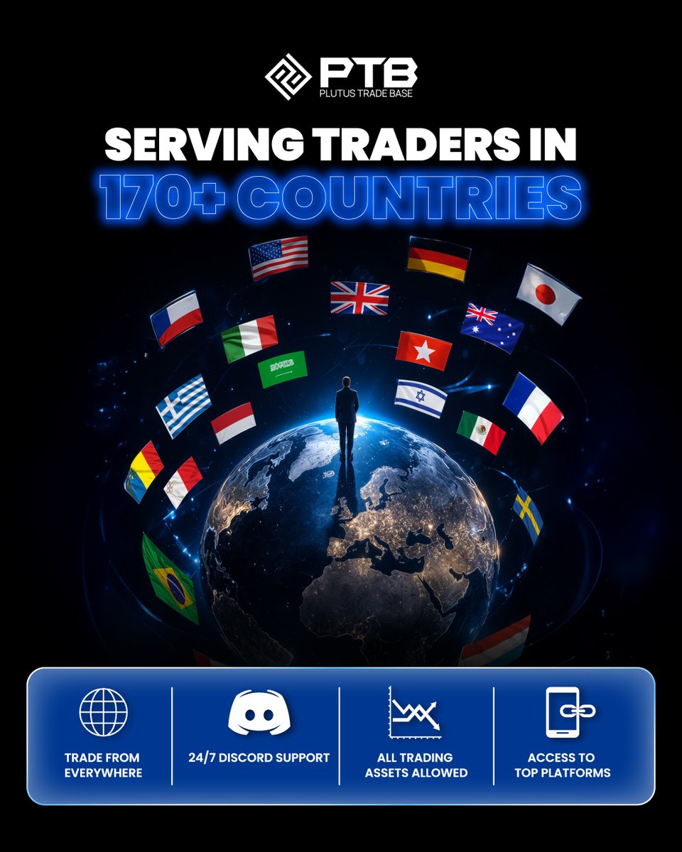 Plutustradebase's tweet photo. PTB is serving traders in 170+ countries with the tools, flexibility, and support they need to trade with confidence.
From top platforms to 24/7 Discord support, the experience is built around today’s global trader. https://t.co/qPK9JnSMbQ