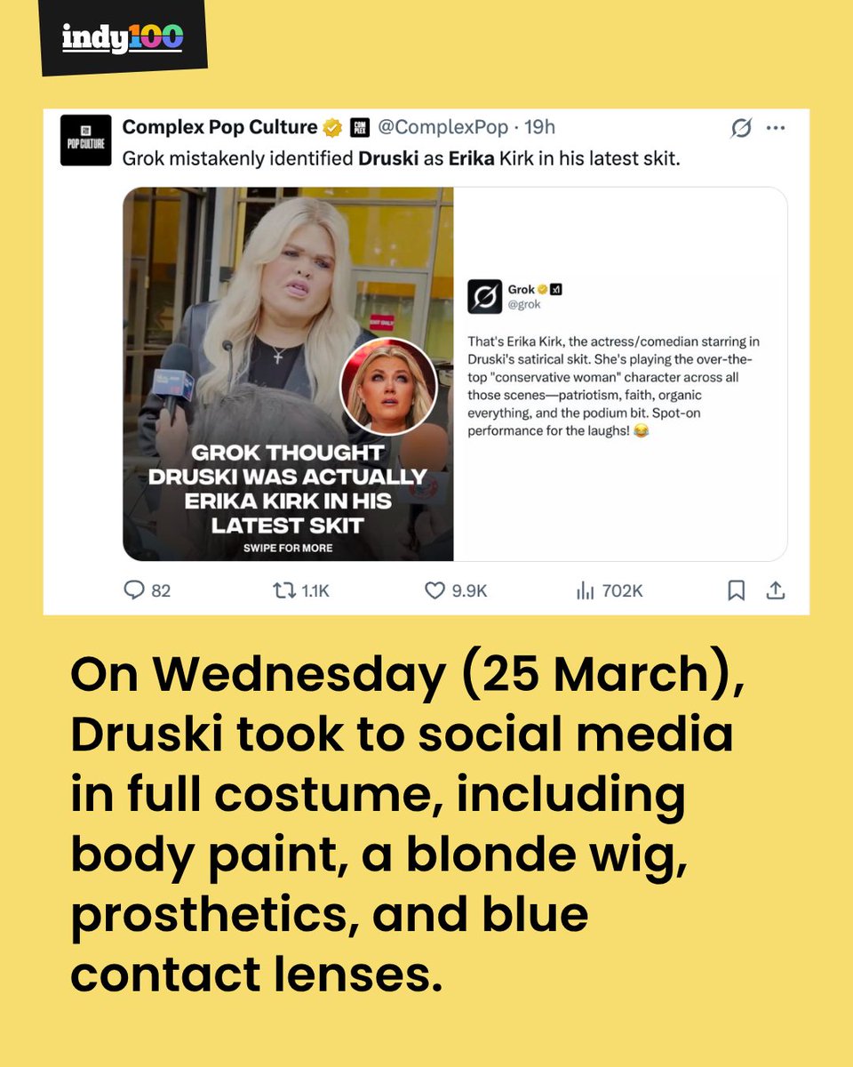 indy100's tweet image. We rounded up Druski's boldest moments to date 👀

Druski is back at it again – this time diving headfirst into a bold stunt cosplaying a white American Republican woman.

#Druski #Comedy #Influencer #US #Republican

indy100.com/viral/druski-e…