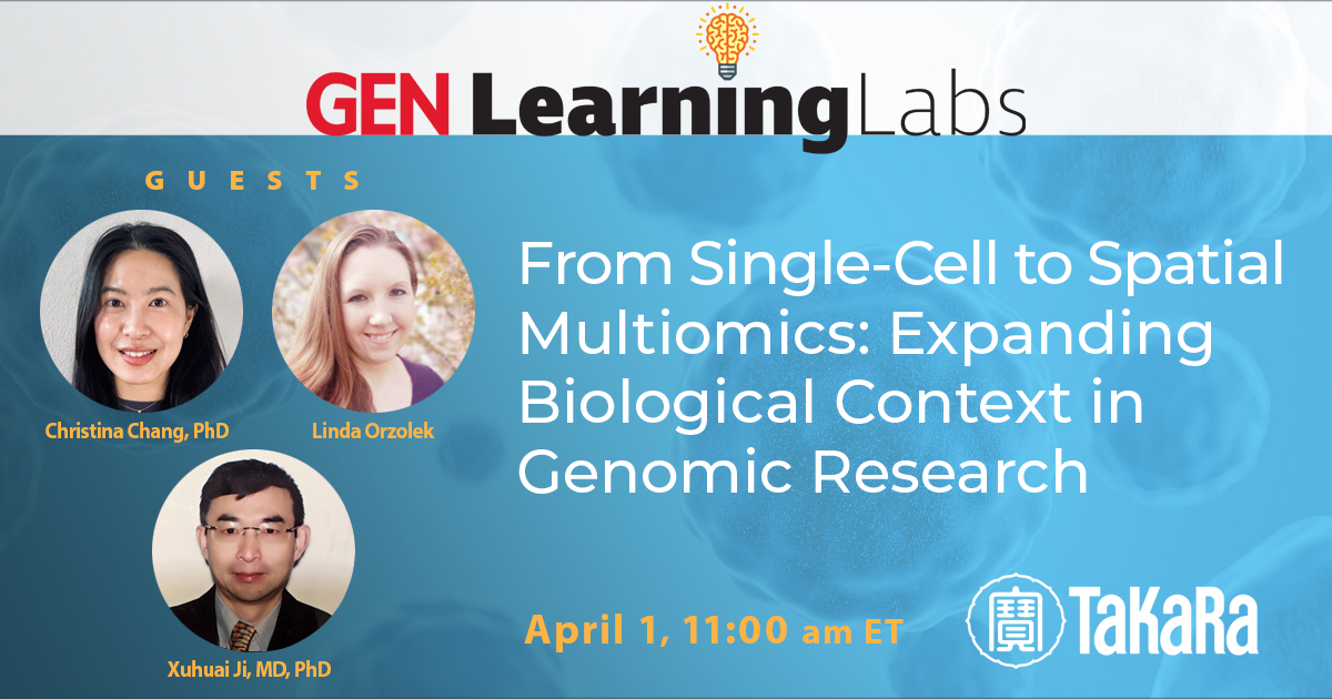 GENbio's tweet image. Unlock the future of genomics! Join top experts on April 1 for a free GEN Learning Lab on single-cell to spatial multiomics. Register now: hubs.li/Q046X0SH0 @TakaraBioUSA #Multiomics #Genomics #Research