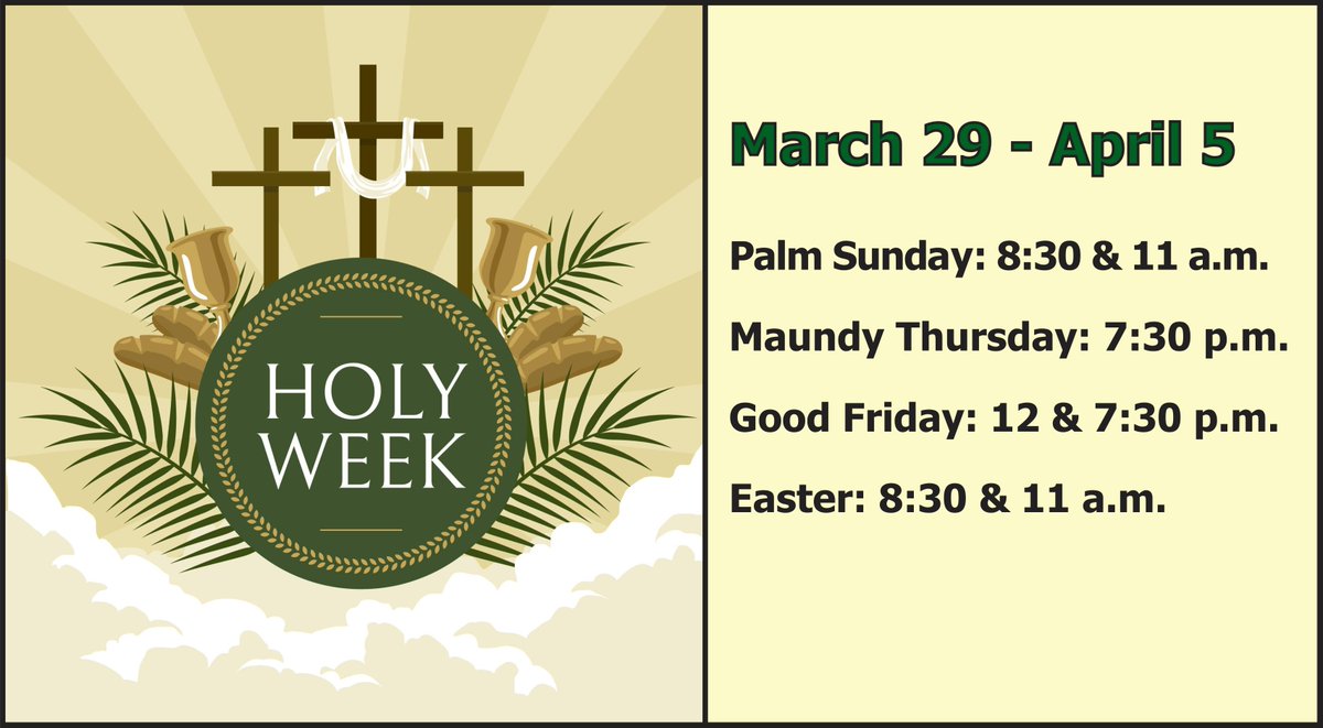 Please join us on Sunday for our Palm Sunday services, and then throughout Holy Week!