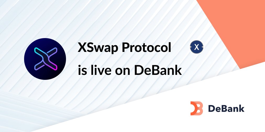 DeBankDeFi's tweet photo. 2/5

XSwap Protocol's portfolio is now tracked on https://t.co/IEGJ3zLVHO!

@XSwapProtocol (@XDCNetwork version) https://t.co/P48BW3wmLP