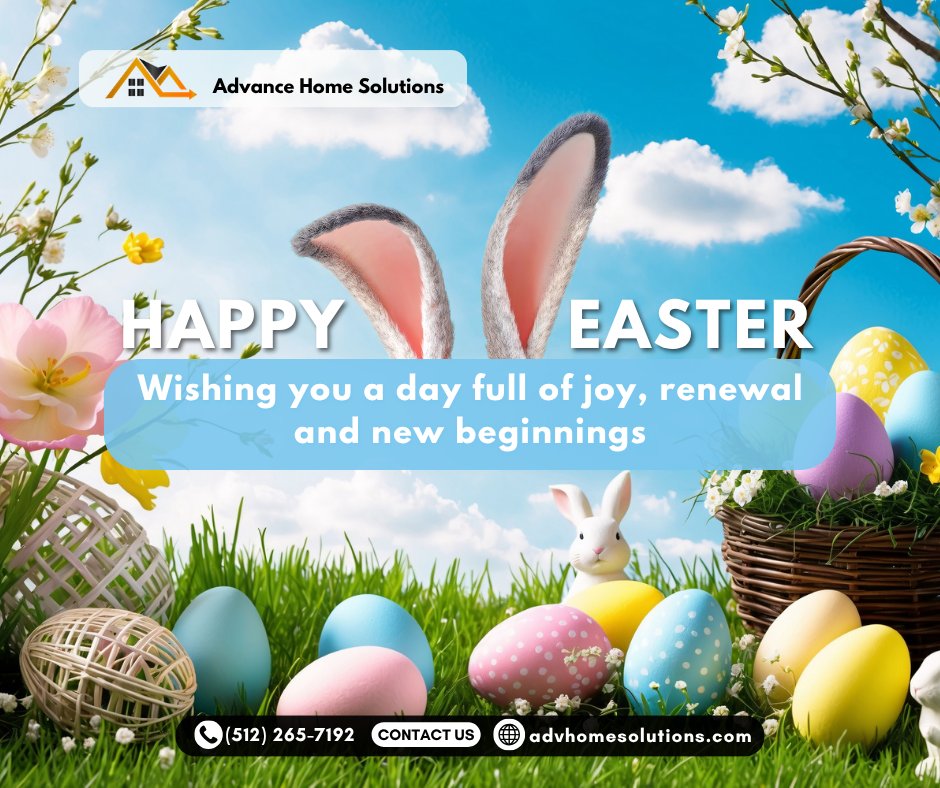 AdvanceHomeTX's tweet photo. Happy Easter from all of us at Advance Home Solutions 🌸

May your day be filled with joy, family, and a little sunshine ☀️🐣

Thank you for trusting us with your home and lawn care needs!

#HappyEaster #Easter2026 #SpringSeason #NewBeginnings #Grateful https://t.co/v6SGJmxzgK