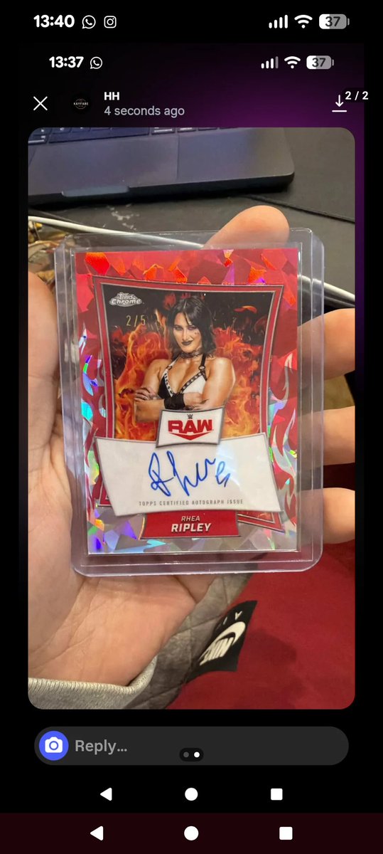 brandonWild15's tweet photo. How much would this be worth. Someone wants to trade and I'm totally out of my depth.  #wwe #sportcard #cardworth @CardPurchaser @WWE https://t.co/cHZl1XLZMB