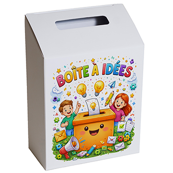 boitesaidees's tweet photo. Apportez une touche ludique et participative à votre école ou association avec cette boîte à idées en carton au design soigné. https://t.co/ohAvjfI06r #Boîteàidées #scolaire https://t.co/NjnaGpaSuQ