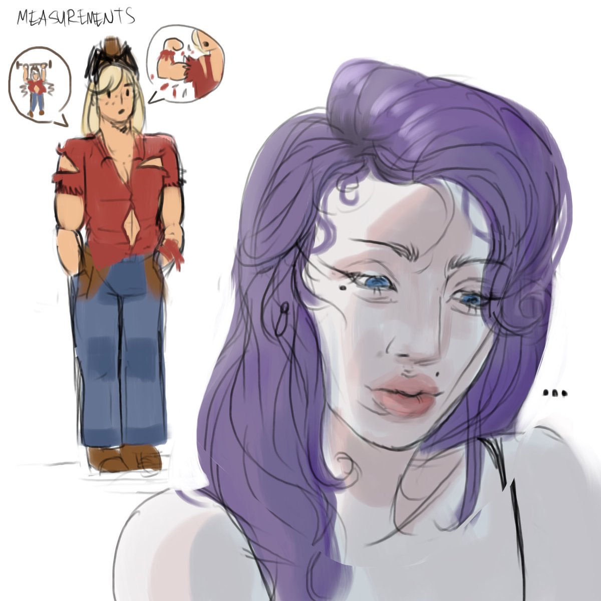 meowntee's tweet photo. Rarijack yuri comic because I need to make more silly and unserious things to improve my art but yeah Apple Jack would 100% go to rarity to fix her shirts. https://t.co/OOabM2kZuj