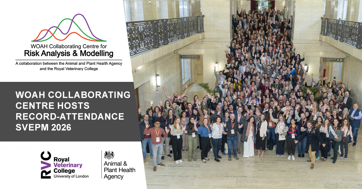 🏛️ The WOAH Collaborating Centre for Risk Analysis and Modelling was delighted to host and sponsor the SVEPM 2026 conference in London with a record number of delegates from around the world. #SVEPM2026 #WOAHCCRAM #veterinaryepidemiology