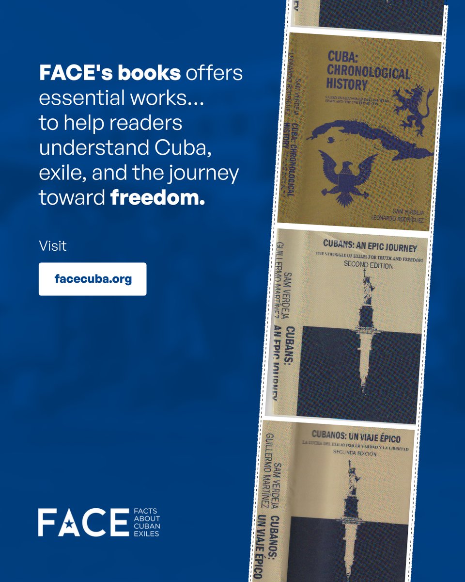 Knowledge preserves memory. 📚🇨🇺

FACE shares research, testimonies, and history to deepen understanding of the Cuban exile experience.
When we read, we protect truth. When we learn, we strengthen legacy. 💙
facecuba.org