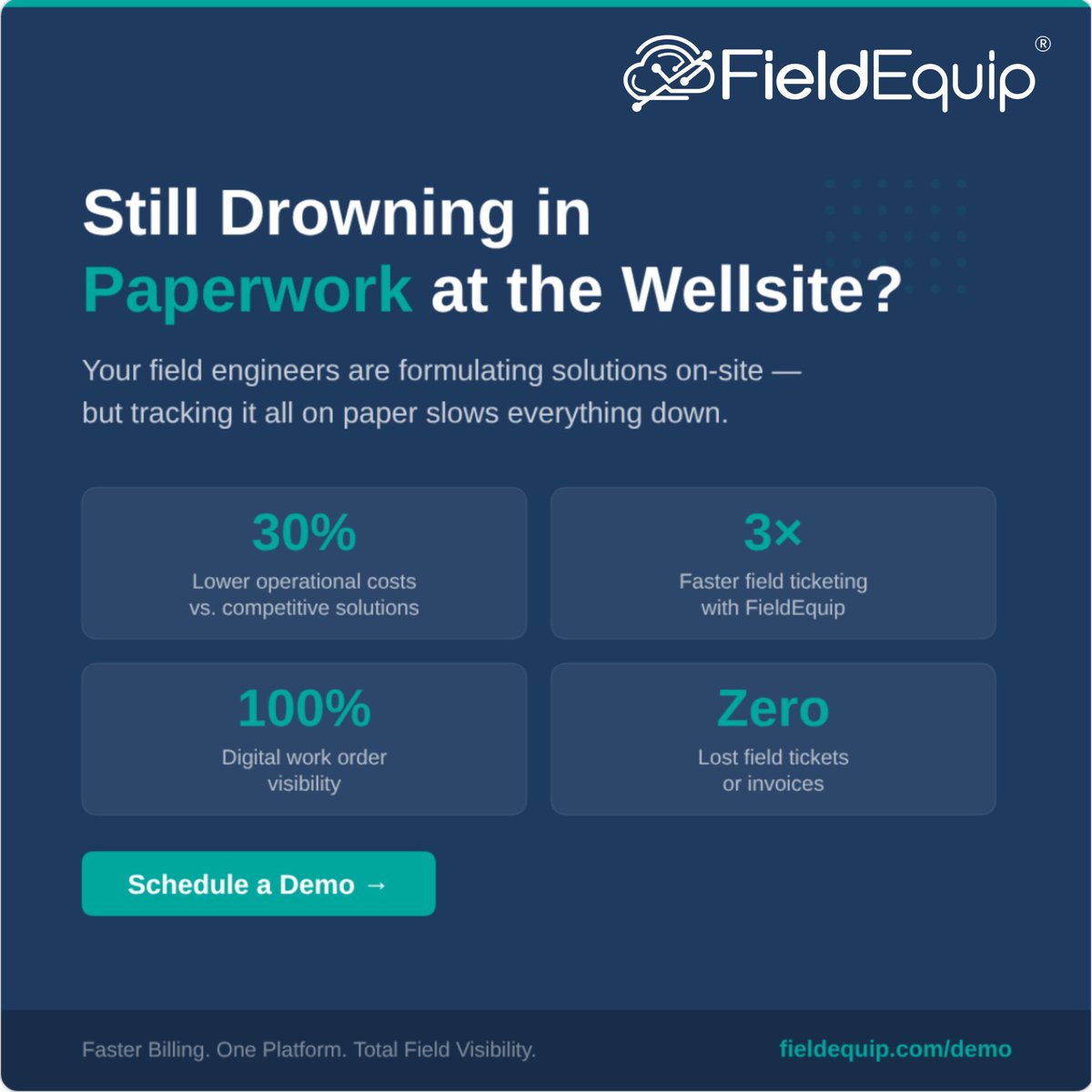 fieldequip's tweet photo. Still using paper for field documentation? Manual tickets &amp; reports slow down drilling fluid operations.

FieldEquip digitizes workflows—from work orders to invoicing—so nothing gets lost.

✅ Field tickets
✅ Real-time visibility
✅ Accurate invoicing 

👉https://t.co/N1P4WAsQr5 https://t.co/GXd5ZsnSXW