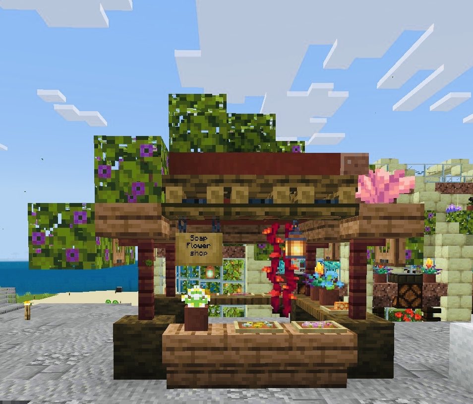 AOI2023Min's tweet image. 小さなお店つくりました🌸
soap flower shop

#BE街サバ
#Minecraft