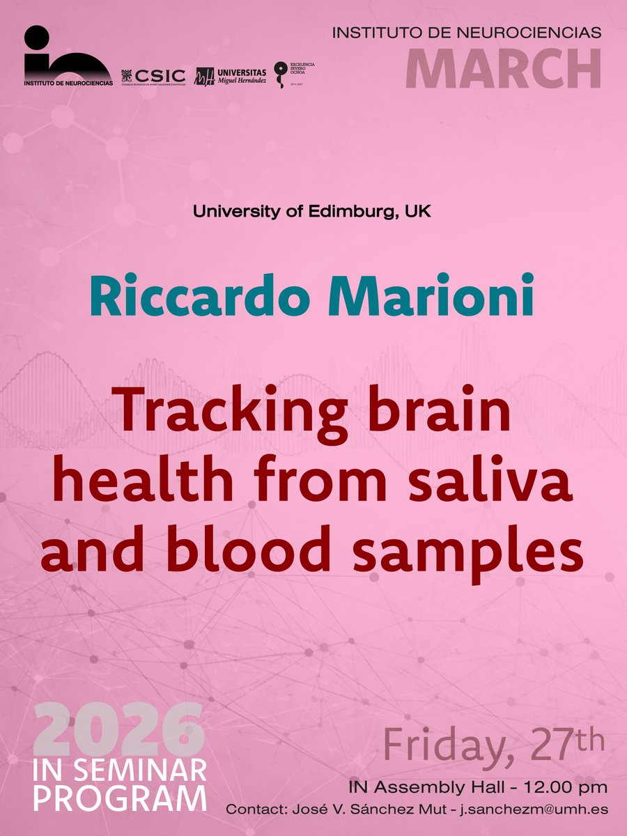 NeuroAlc's tweet photo. Today, we had the pleasure of hosting Dr. Riccardo Marioni from @EdinburghUni at our #SeminarsIN with his talk: “Tracking brain health from saliva and blood samples”
A fantastic lecture, thank you! 👏👏 https://t.co/9o4D6mTqrm