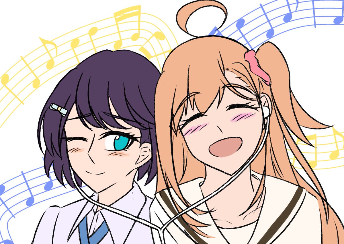 一緒のイヤホンで♪
 #いきづら絵部