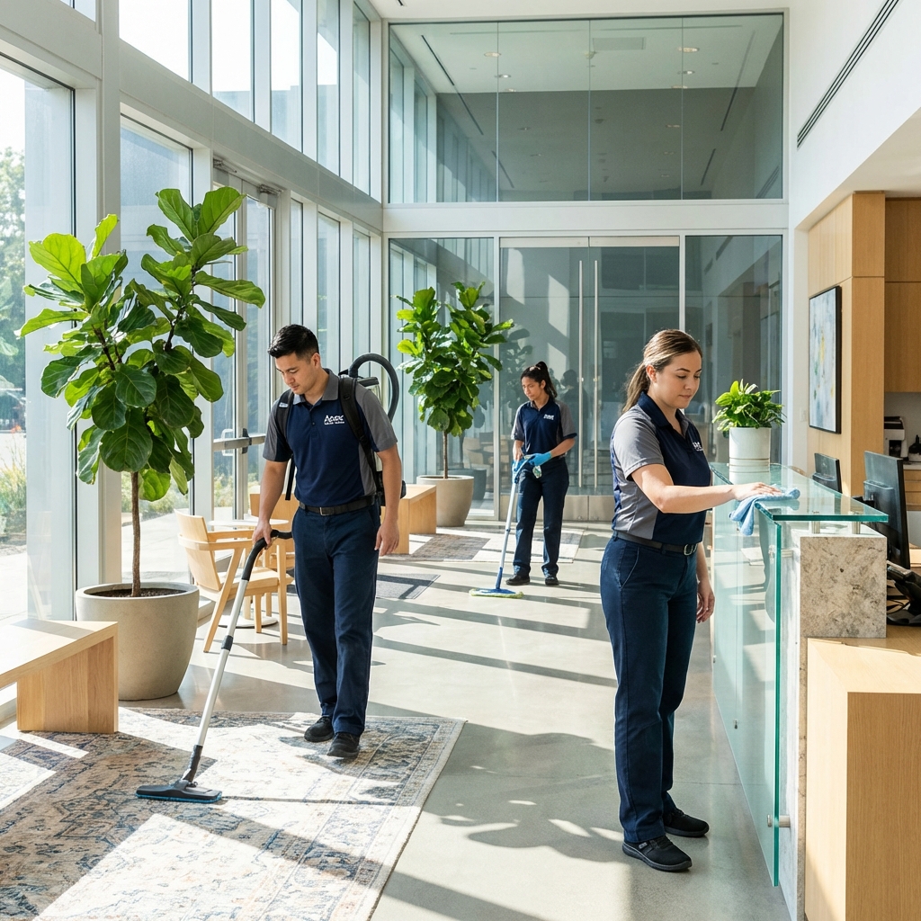 WFBcleaning's tweet image. Why juggle vendors when one team can handle it all? Streamline janitorial, pest, landscaping &amp;amp; building care—minimize disruption, maximize results. Choose local expertise that delivers. wfbcleaningsolutions.com #FacilityManagement #CleanWithConfidence