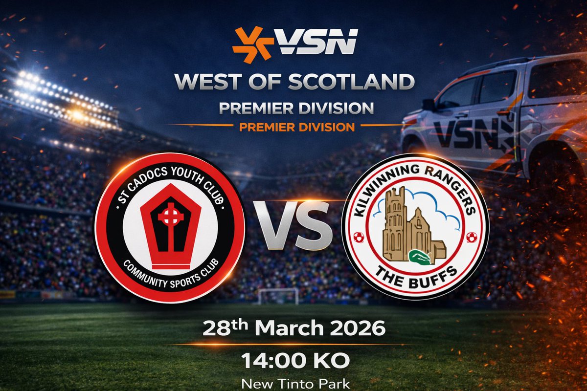 vsnsport's tweet image. This weekend its a local one for me as I have my little lads game in the morning! We have a @OfficialWoSFL Premier League clash Aryshire vs Glasgow! 

⚽️ @StCadocs_WOSFL vs @steadythebuffs 
📍 New Tinto Park
⏲️ 14.00 KO 
🍾 Presented by Gaz! 

#vsnsport #fueledbyvsn