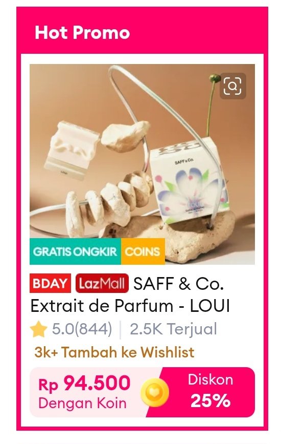 parfum Saff &amp; Co. Loui cuma 95 ribuan
s.lazada.co.id/s.Z6JNM7?cc&t=…

motong koin 25%
pake voc 25% di bawah produk
(klaim manual di kumpulan voc)