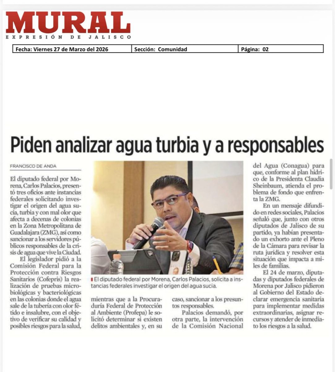 Solo con coordinación con el Gobierno federal se podrá solucionar la crisis de agua insalubre en #Guadalajara