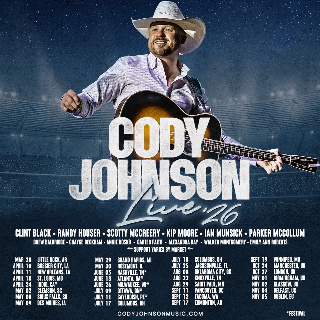 codyjohnson's tweet photo. On sale today at 10am local venue time. Appreciate y’all showing up for us every night. See y’all out there 🤘🏼

7/25 Jacksonville, FL
8/8 Oklahoma City, OK
8/22 Knoxville, TN
8/29 Saint Paul, MN
9/11 Vancouver, BC
9/12 Tacoma, WA
9/17 Edmonton, AB
9/19 Winnipeg, MB https://t.co/DuMwM9SLHa