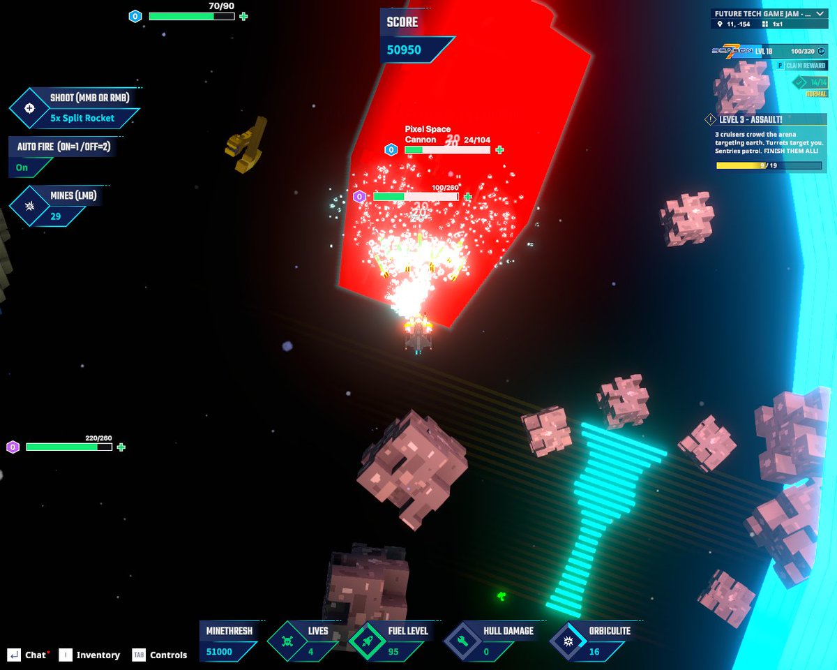 GetMan9399's tweet photo. Space cruiser mid-battle—had to capture it in The Sandbox Season 7. @TheSandboxGame https://t.co/KjkriOuwrw #Season7 https://t.co/a7vUAUQB4B