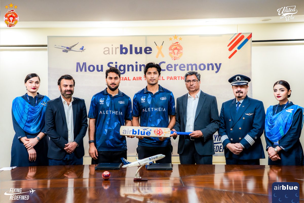 airblueairline's tweet photo. Airblue proudly announces its partnership with Islamabad United — taking champions higher. 🤝✈️
@IsbUnited
#Airblue #IslamabadUnited #WingsOfVictory #AirbluexIslamabadUnited #PartnershipAnnouncement https://t.co/MHPZUBvzT0