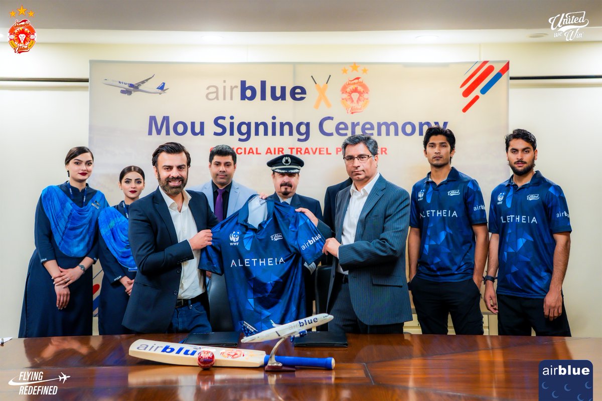 airblueairline's tweet photo. Airblue proudly announces its partnership with Islamabad United — taking champions higher. 🤝✈️
@IsbUnited
#Airblue #IslamabadUnited #WingsOfVictory #AirbluexIslamabadUnited #PartnershipAnnouncement https://t.co/MHPZUBvzT0