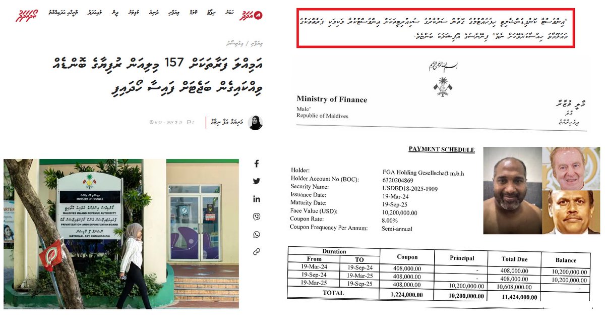 Update

Here is the article from Adhadhu about the 157 million MVR (10.2 million USD bond). They were not able to verify who it was that day.

So, today I verified to the whole country who it was.

You can't hide from me, Appathurey, Happy Market.

adhadhu.com/article/54101