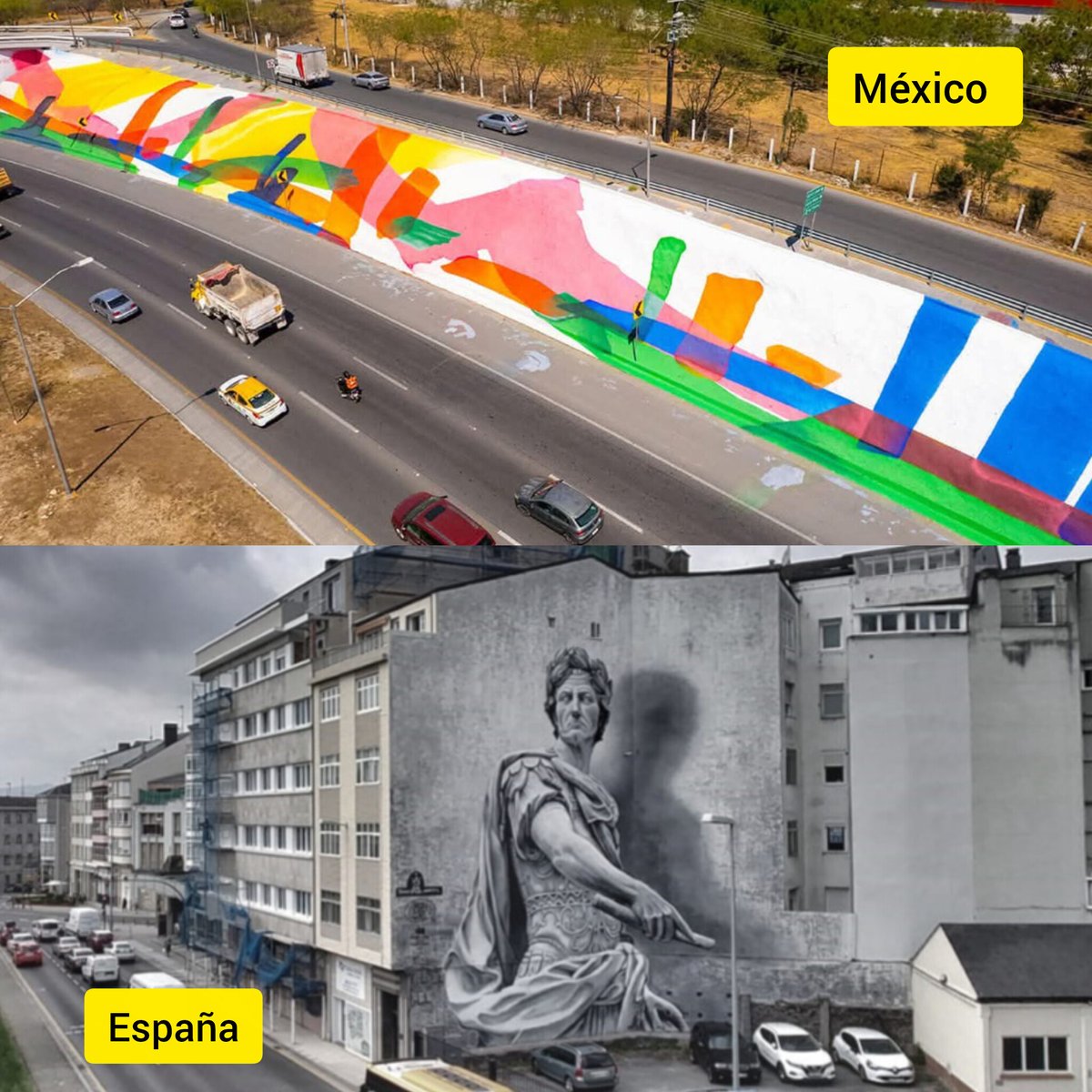 #Arte #Mexico #Mundo
Miles invertidos en murales que parecen improvisados… y aún así hay quien los aplaude.(Imagen arriba)

Mientras tanto, en otras partes del mundo, con mucho menos presupuesto (imagen abajo)