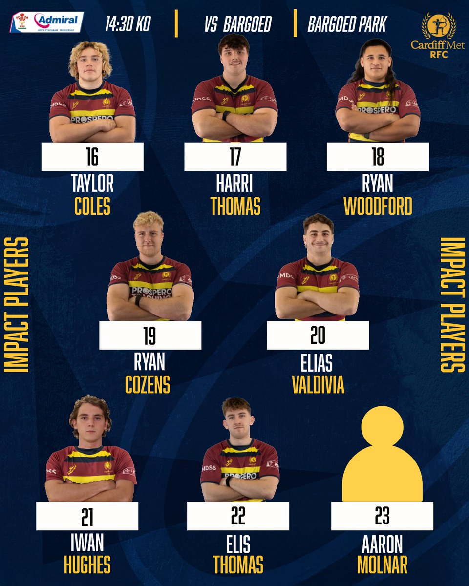 CardiffMetRFC's tweet photo. Your Archers 23 to face @Bargoedrfc in the next round of the WRU Admiral Premiership🏹 
#archers #cardiffmet https://t.co/9kjvnHqFlh