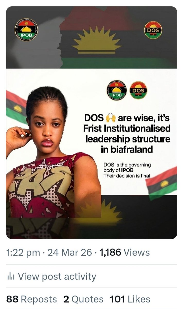 mazi_orie's tweet image. THE DIRECTORATE OF STATE (#DOS) remains the sole governing authority of #IPOB. Without a centralized and disciplined structure, the movement risks losing its direction and momentum. We must defend and maintain this organizational hierarchy to ensure our objectives are met with