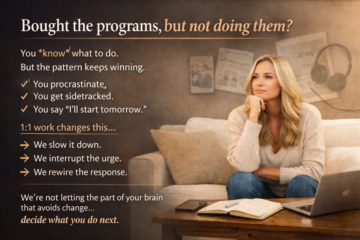 Most of the women who come to me for 1:1 work are not new to this.

They’ve already bought the programs.
Downloaded the guides.
Saved the audios.

They know what to do.

And yet… those programs are still sitting there, half-finished.

#knowing #program #automatic #eating
