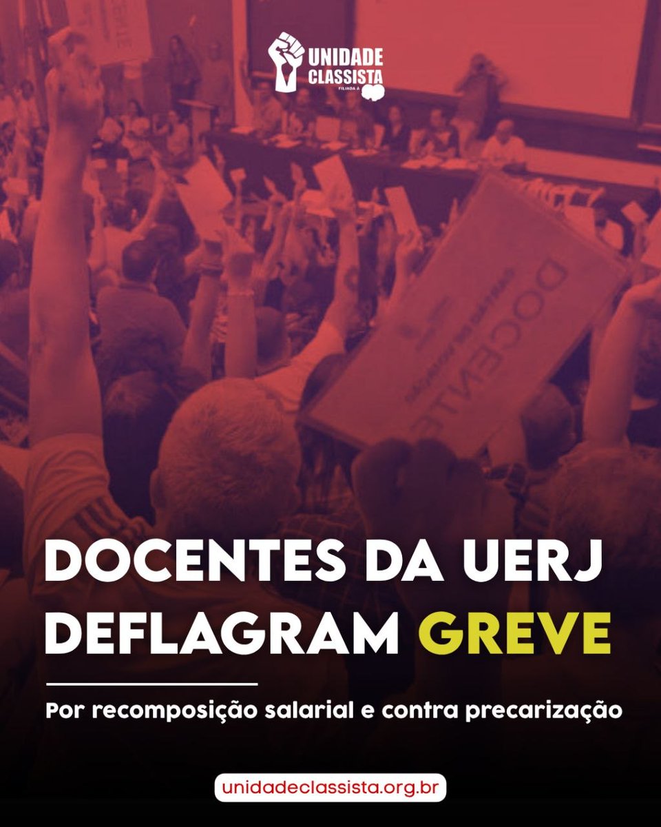 OficialUnidade's tweet image. Docentes da UERJ Deflagram Greve por Recomposição Salarial e Contra Precarização

Por Fernanda Shcolnik, 1ª vice-presidente da ASDUERJ e militante da Unidade Classista

Leia mais em: unidadeclassista.org.br/geral/docentes… 

#UERJ #RioDeJaneiro #UnidadeClassista #Greve #Educação