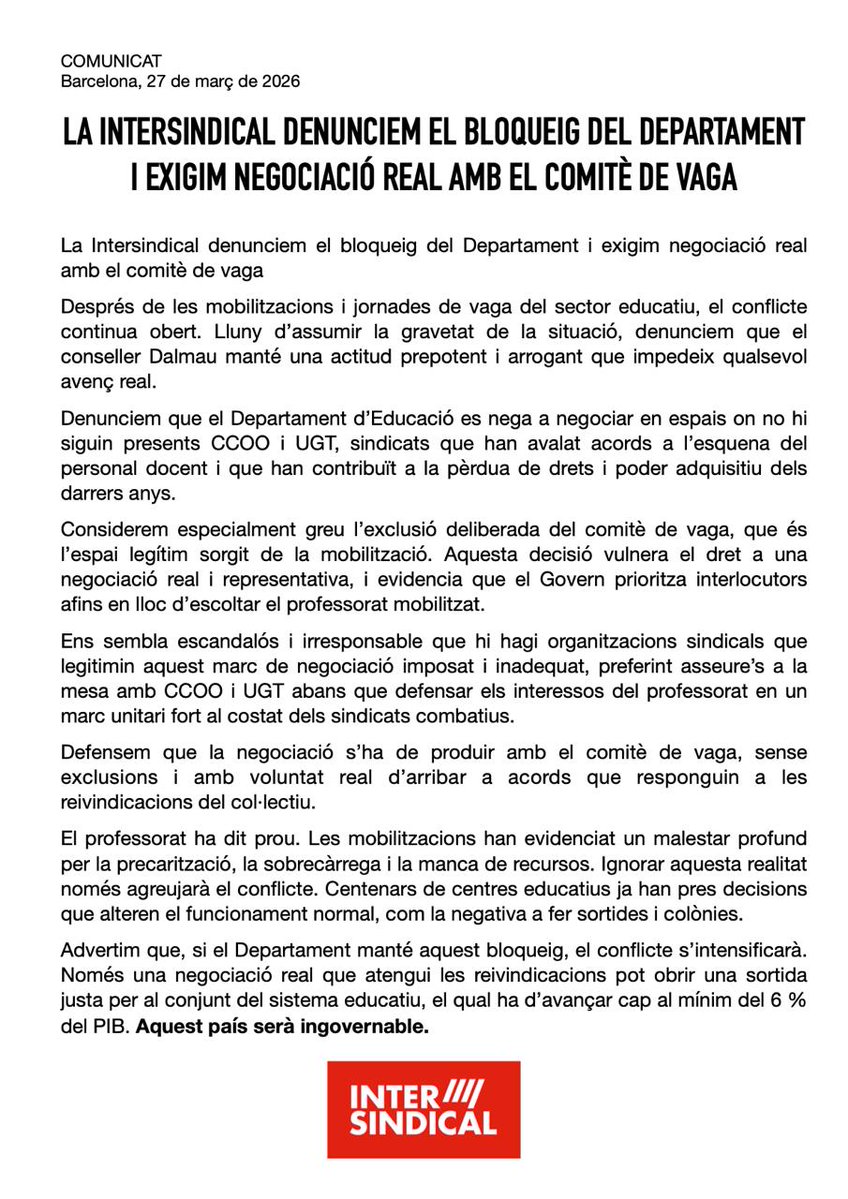 Intersindical Educació tweet media