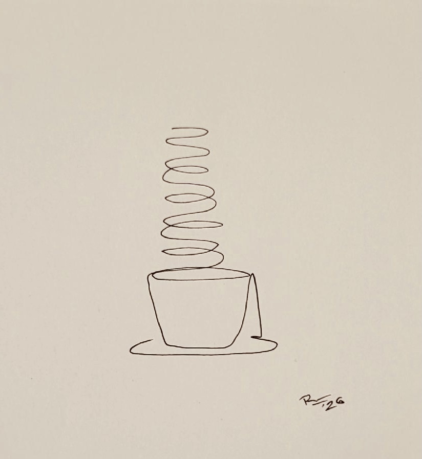 rosie_mann1's tweet image. ~ 
Let’s 
have some 
tea ☕️ 

~ 
#oneline #drawing #art