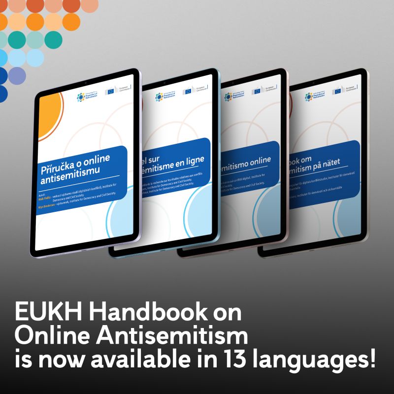 EUAntisemitism's tweet photo. The Handbook on Online Antisemitism by @EUPreventionHub &amp; @EUHomeAffairs is now available in 13 languages. 
👇
EN: https://t.co/LOt7B0tRf9
FR: https://t.co/9DSIie5xKn
DE: https://t.co/PrO7zlqy74
Additional versions: CZ, DK, HU, IT, LT, NL, RO, PT, ES, &amp; SE https://t.co/LOt7B0tRf9 https://t.co/zgd8T7PDfR