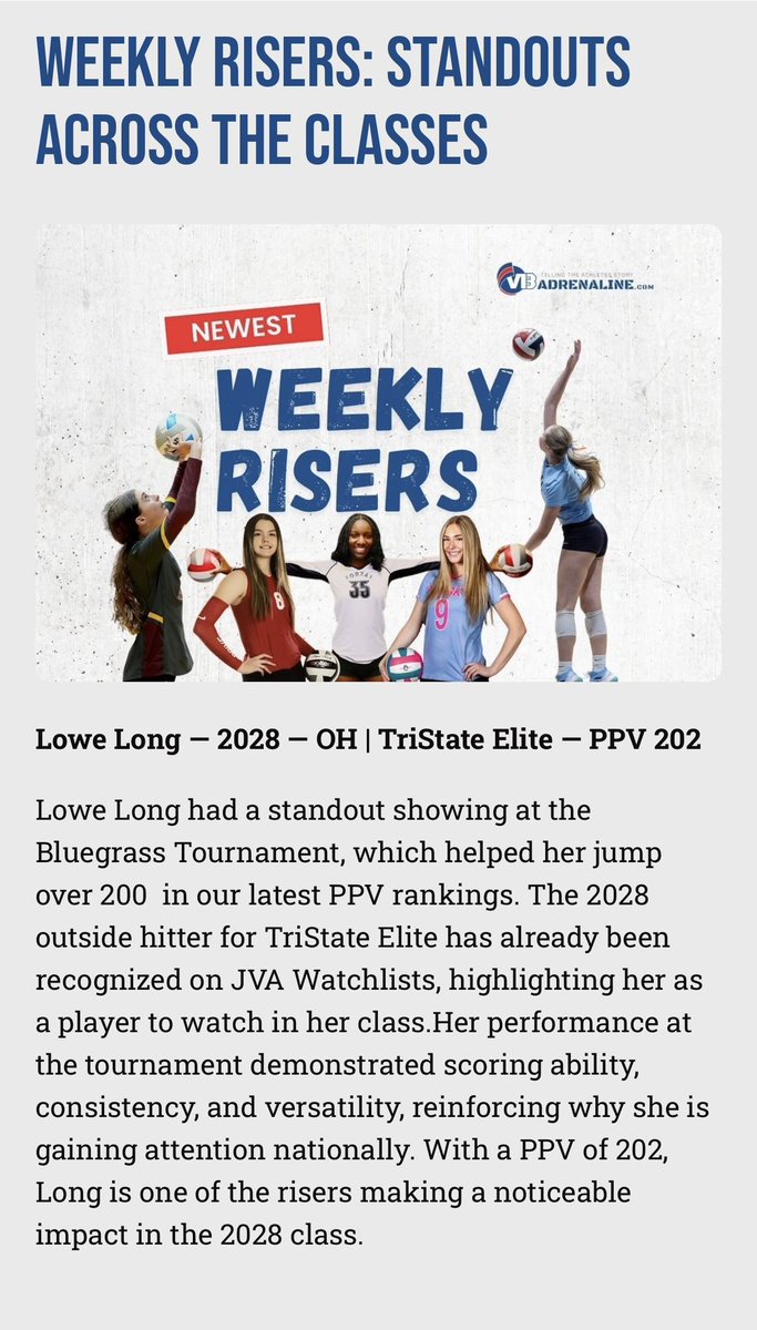 LoweLong92377's tweet photo. Thank you to Volleyball Adrenaline for this acknowledgement 💙 https://t.co/4FiMeKTNQo