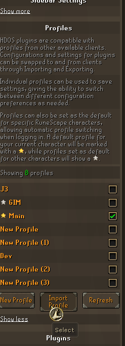 J3dotgg's tweet photo. @L_uka_sOSRS @HDOSdev Yes, you can import your runelite configurations via the profiles settings https://t.co/HsKRsk9PPN