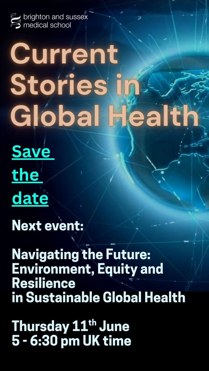 BSMSMedSchool's tweet photo. 📆 Save the date!

🌍 Next Current Stories in Global Health:
Environment, Equity &amp; Resilience in Sustainable Global Health
🎤 Inspiring speakers
💡 Fresh insights
👥 Open to all

Stay tuned for details! #GlobalHealth #HealthEquity #Sustainability https://t.co/r2MfW4byrO