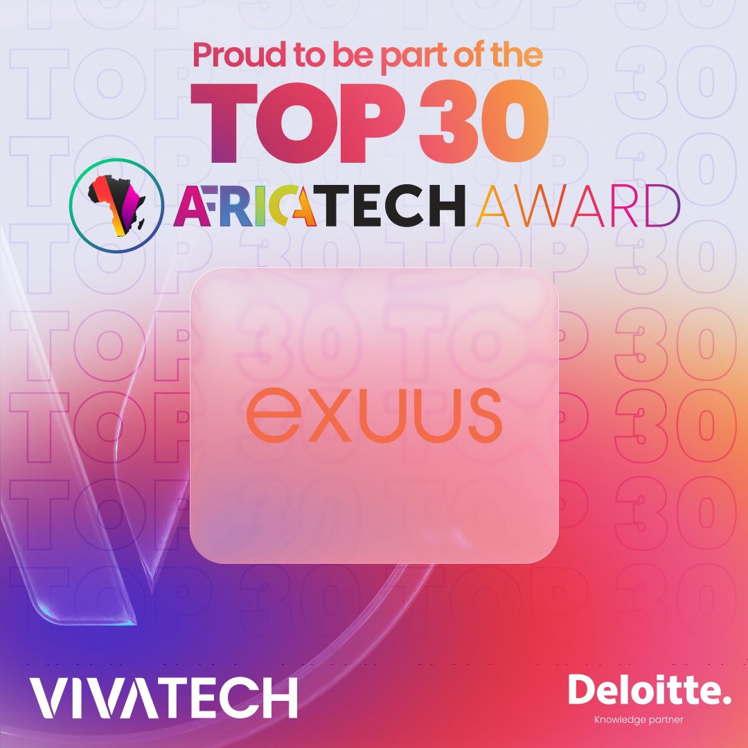 ExuusHQ's tweet photo. Proud moment for us at Exuus 🎉

We are honored to be selected among the Top 30 startups at the Africa Tech Award 2026 by @VivaTech 

We are super excited for the journey ahead!
#VivaTech https://t.co/5Yn0LaasXJ