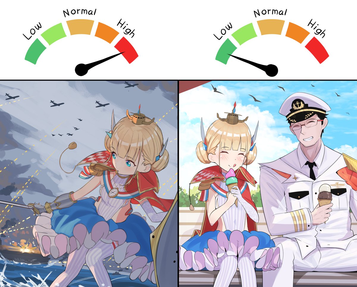 Ice cream + Le Triomphant (wife)
Cortisol level📉
#AzurLane 
#アズールレーン