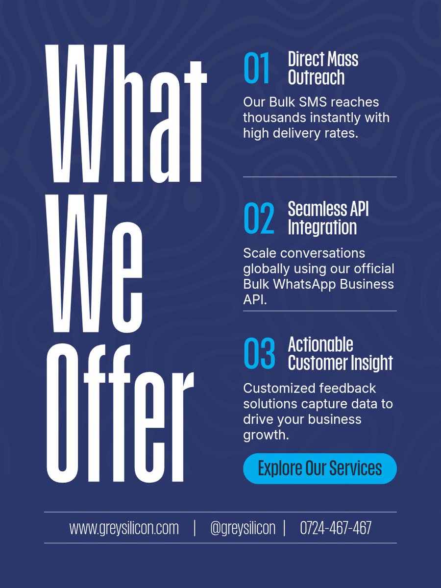 greysilicon47's tweet photo. We transform how businesses communicate. Our platform enables you to send volume messages, automate chat interactions via official channels, and gather vital user opinions. We help you connect faster and understand your audience better.
#DigitalGrowth #SmartCommunication https://t.co/O8BnUZ9MjB