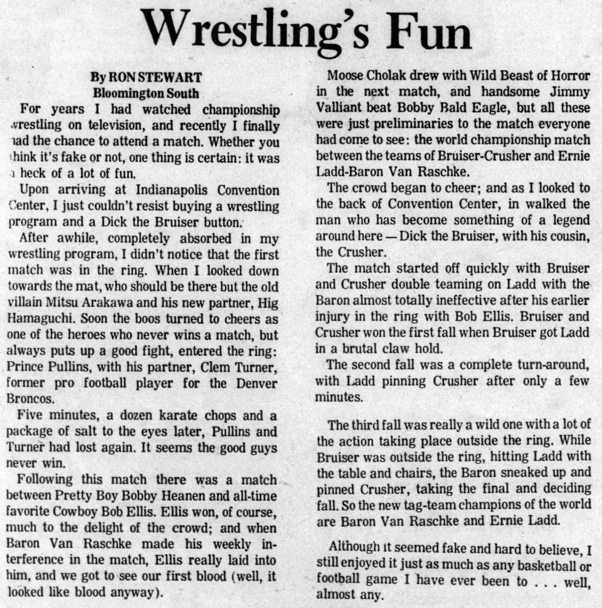 03/27/1973; Herald Times
Bloomington, Indiana
#Wrestling #DickTheBruiser
🛜 linktr.ee/rasslepod
