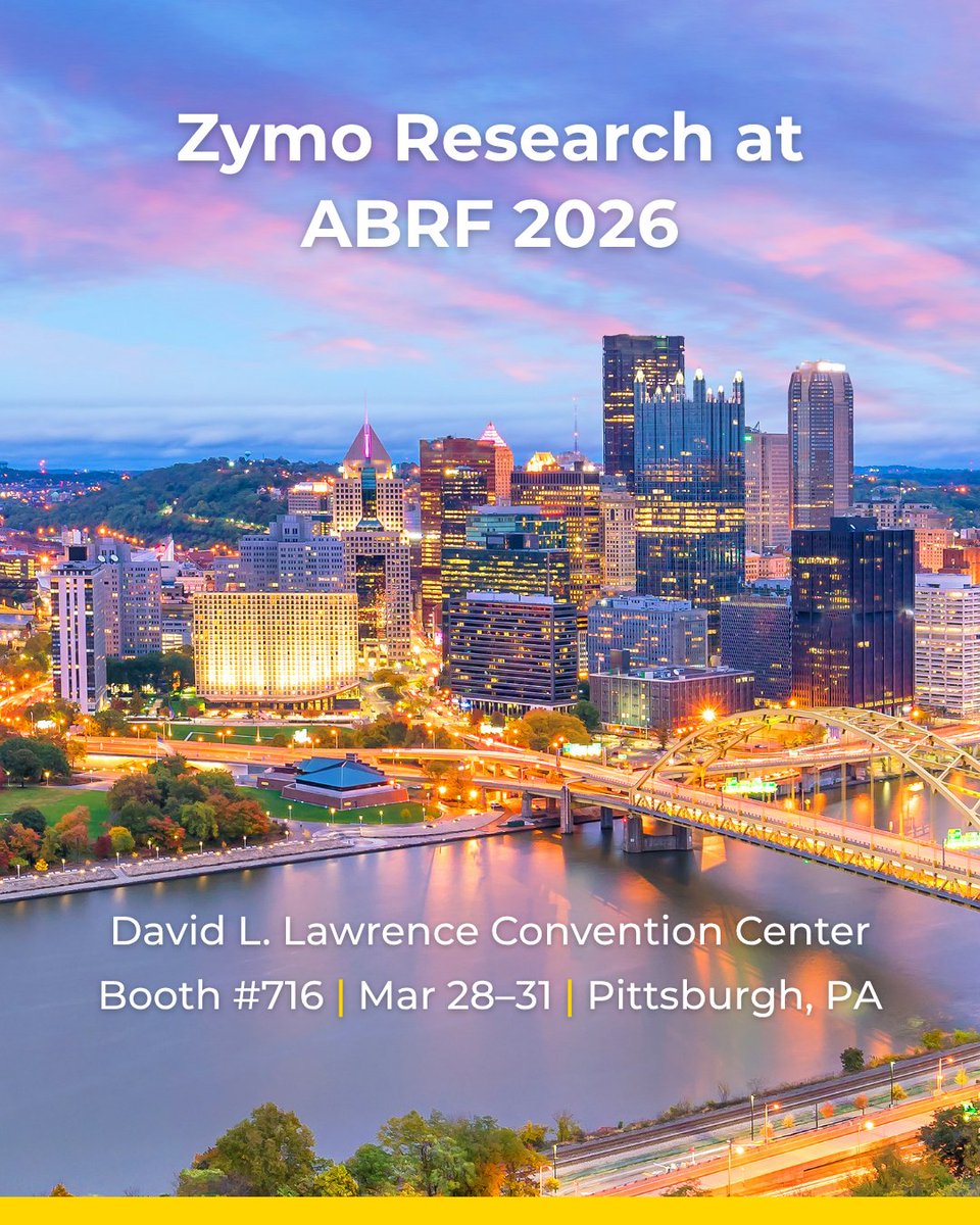 ZymoResearch's tweet photo. We are heading to #ABRF2026 in Pittsburgh, PA (March 28-31)! Visit us at Booth #716 to explore solutions designed to support core facilities and streamline workflows for university research labs.

#NGS #LifeScience #Research #DNA #RNA #RNAseq #SamplePrep #Epigenetics #Microbiome https://t.co/jXI6ahGahm