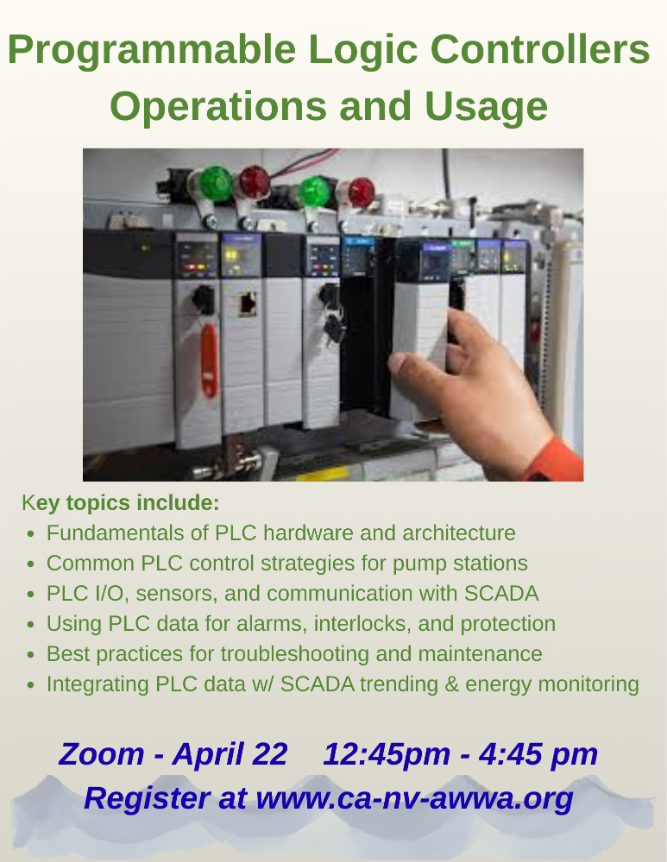 CANVAWWA's tweet photo. ⚡ New Webinar: Programmable Logic Controllers (PLCs) – Operations and Usage

👉 Register now: https://t.co/6ctBI8gFD2
#WaterOperators #SCADA #PLCs #WaterTreatment #CA_NVAWWA #ContinuingEducation #PumpStation https://t.co/rSmW3Dwt9k