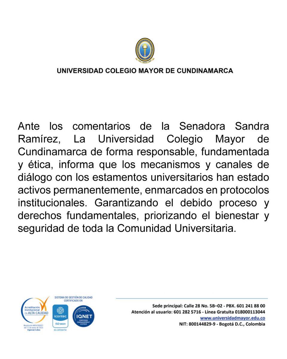 Universidad Colegio Mayor de Cundinamarca tweet media