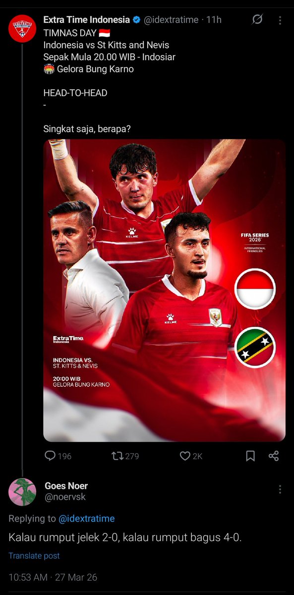Prediksi yang sangat apa!
Ditunggu THR nya ET <a href="/idextratime/">Extra Time Indonesia</a> 

#TimnasDay #TimnasGaruda #TimnasIndonesia #FIFASeries