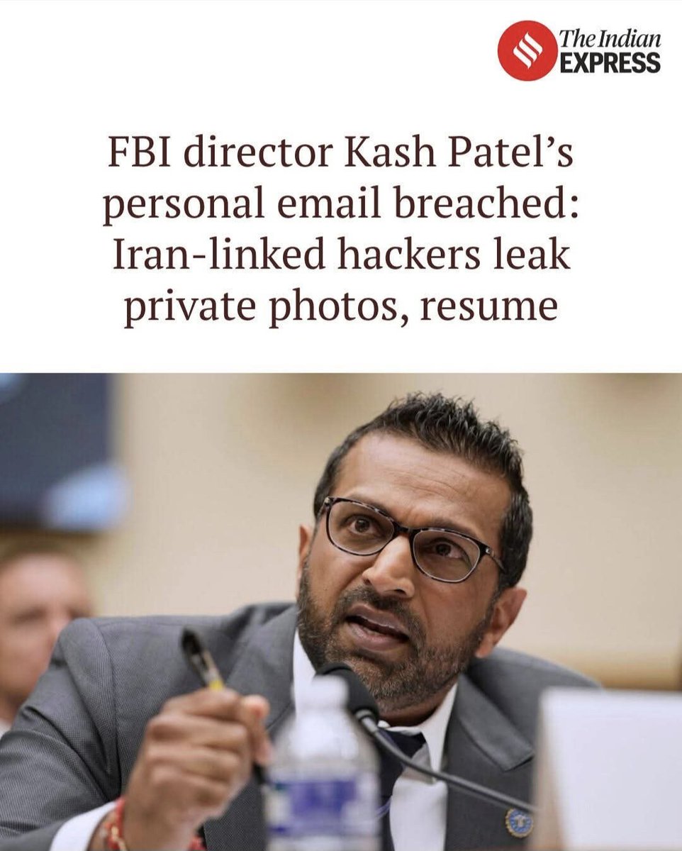 kparveen2005's tweet photo. Ye lo ji . #KashPatel ( FBI DIRECTOR USA) k mails be hack hogaya katte.
#epestinfiles walon ka khair nahi hai .😀😀 https://t.co/OINLzVwIsM